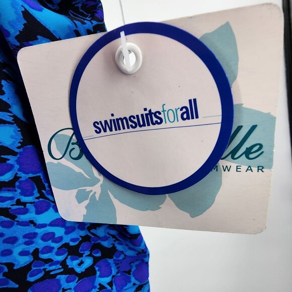 Beach Belle Womens Plus Size 26 Blue Tummy Control One Piece Swim Dress New - Picture 2 of 8